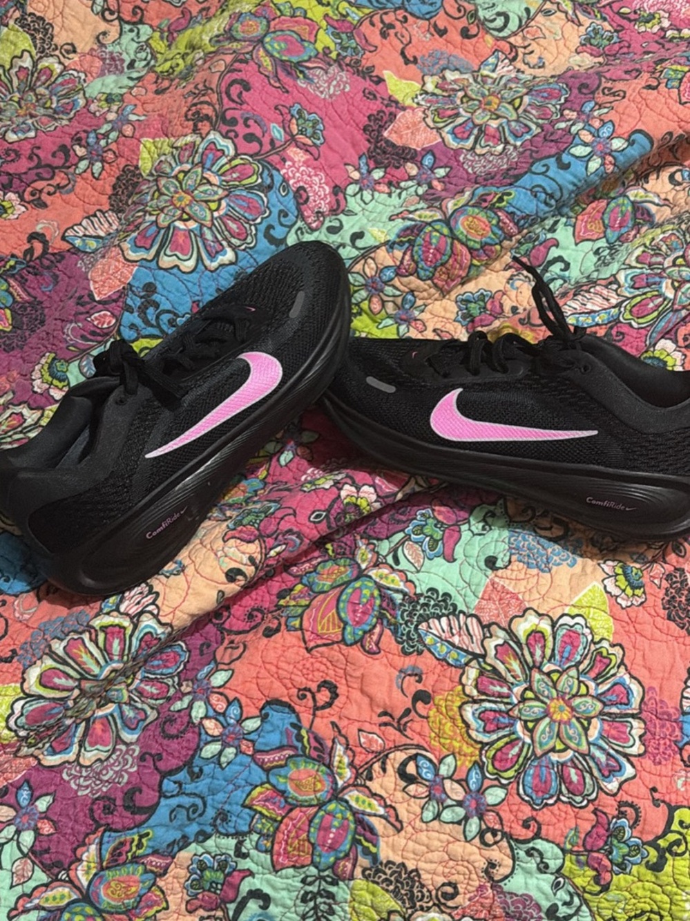 Nike Black Running Shoes with Pink Swoosh